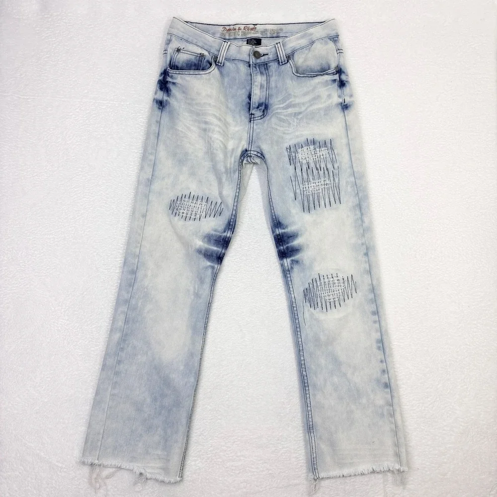 Denim and Rivets Distressed Acid Wash Bootcut Jeans‎ Size 30 Measures 32x29